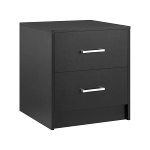 Design Square Marcus Wooden Nightstand Bedside Table W/ 2-Drawer Black