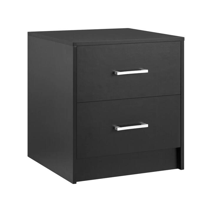 Design Square Marcus Wooden Nightstand Bedside Table W/ 2-Drawer Black