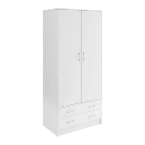 Design Square Marcus Wooden Wardrobe Clothes Rack Organizer Storage 2-Doors White