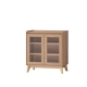 Design Square Minere Low Cupboard Display Storage Cabinet 2-Doors Oak