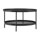 Design Square Myla Round Wooden 2-Tier Coffee Table Metal Tube Frame Black