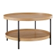 Design Square Myla Round Wooden 2-Tier Coffee Table Metal Tube Frame Oak
