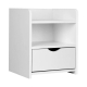 Modern Open Shelf NightStand Bedside Side Table W/ Drawer - White