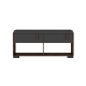Lancester Open Shelves Coffee Table With 2 Drawers - Walnut & Dark Grey