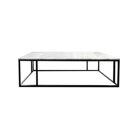 HomeStar Lowell Rectangular Marble Modern Coffee Table Metal Frame 140cm - White