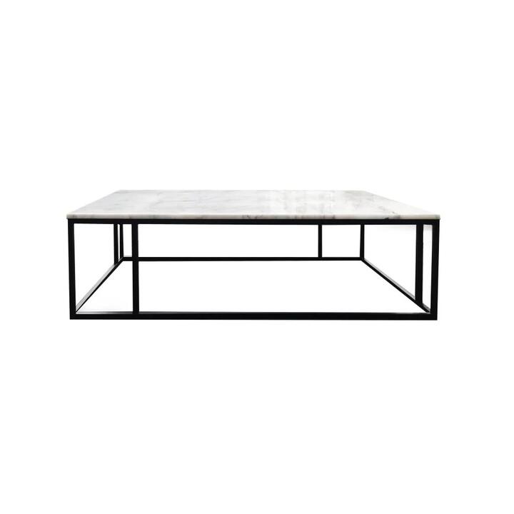 HomeStar Lowell Rectangular Marble Modern Coffee Table Metal Frame 140cm - White
