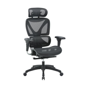 Maestro Furniture Lucia Fully Adjustable High Back Mesh Ergonomic Manager Office Chair W/ Headrest - Black