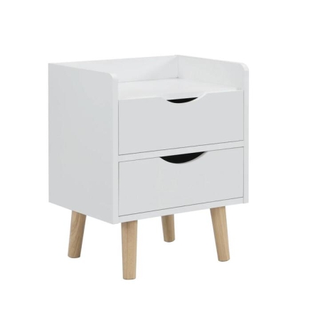 Design Square Lovro Modern Nightstand Bedside Table W/ 2-Drawers - White/Oak