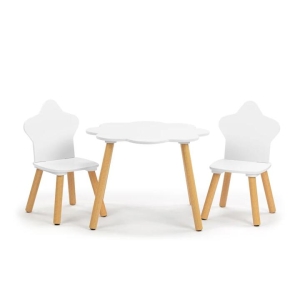 Design Square Liam Kids Furniture Cloud Table and 2x Star Chairs - White/Oak
