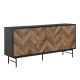 Design Square Magnus Buffet Unit Sideboard W/ 4-Doors Storage Cabinet - Walnut/Black