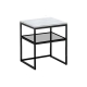 HomeStar Leonardo Marble Open Shelf Bedside Nighstand Side Table W/ Metal Frame - White/Black