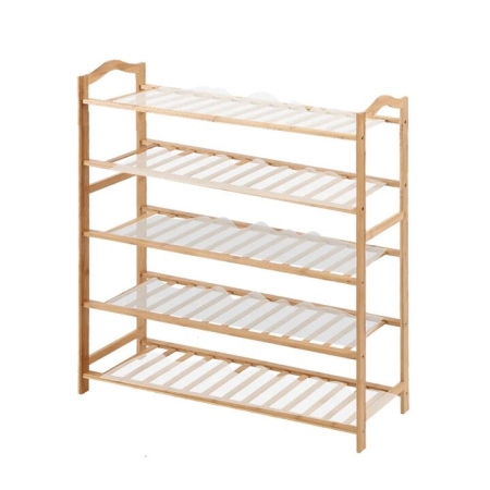 Levede Bamboo Shoe Rack Storage Wooden Organizer Shelf Stand 5 Tiers Layers 90cm