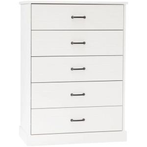Liberty Modern Wooden Chest Of 5-Drawers Tallboy Storage Cabinet - White