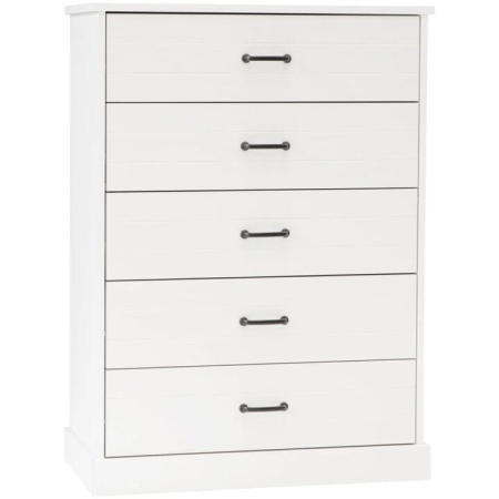 Liberty Modern Wooden Chest Of 5-Drawers Tallboy Storage Cabinet - White