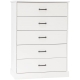 Liberty Modern Wooden Chest Of 5-Drawers Tallboy Storage Cabinet - White