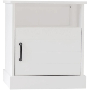 Liberty Modern Wooden Nightstand Side Bedside Table Open Shelf W/ 1-Door - White