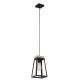LANTERNA Pendant Lamp Light Interior ES Matte Black Wood Trapezium OD170mm