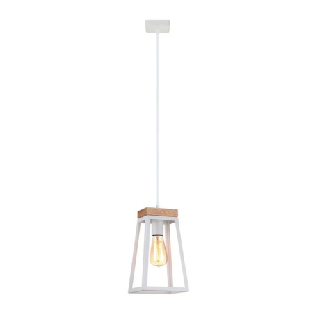 LATERNA Pendant Lamp Light Interior ES Matte White Wood Trapezium OD170mm