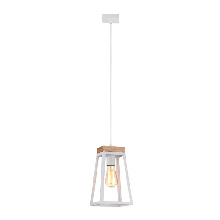 LATERNA Pendant Lamp Light Interior ES Matte White Wood Trapezium OD170mm