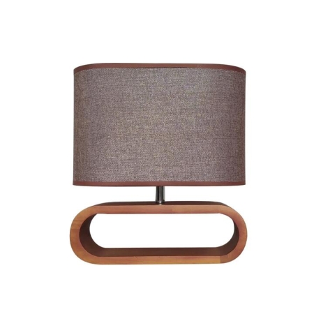 LOTUS Table Lamp ES Brown Cloth Oval OD100mm with Dark Wood