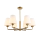 Luna Modern Classic Pendant Lamp Light Interior ESx6 W/ 6-Arms Matte Gold / Opal Glass