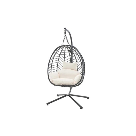 Mackenzie Outdoor Furniture Relaxing Lounge Patio Egg Chair - Black/ Beige - Beige