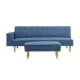 Lucia Modern 3-Seater Velvet Fabric Lounge Sofa W/ Ottoman - Storm Blue - Blue