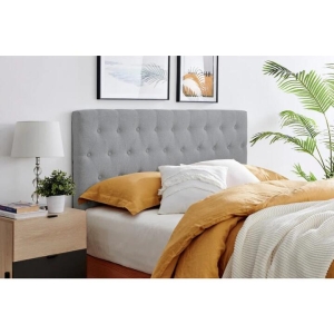 Lilly Fabric Elegant Button Bed Head Head Queen Size - Charcoal - Queen