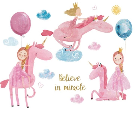 Little Girl and Her Best Friend Unicorn Wall Sticker Decoration