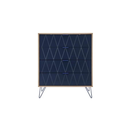 Lanark Wooden Chest of 4-Drawers Tallboy Storage Cabinet - Navy/Natural - 4