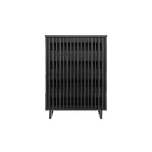 Manila Modern Slotted Design Chest of 4-Drawers Tallboy Storage Cabinet - Black - Black