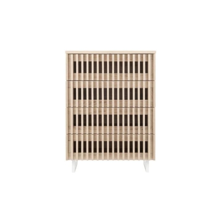 Manila Modern Slotted Design Chest of 4-Drawers Tallboy Storage Cabinet - Natural - Natural