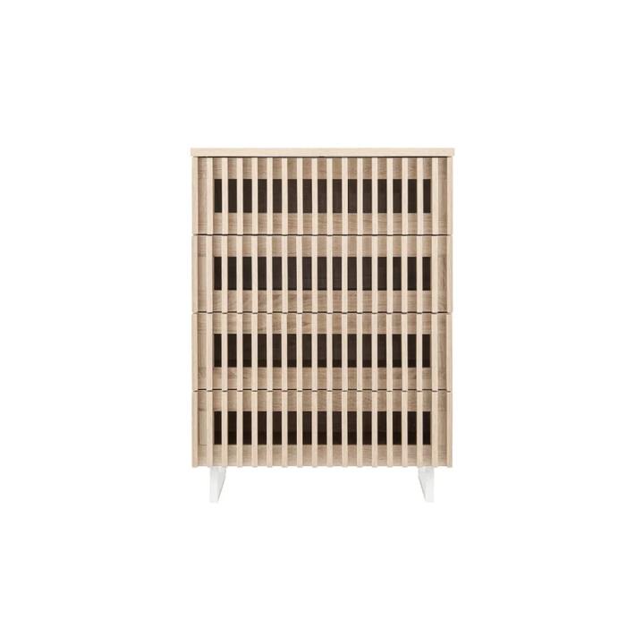 Manila Modern Slotted Design Chest of 4-Drawers Tallboy Storage Cabinet - Natural - Natural