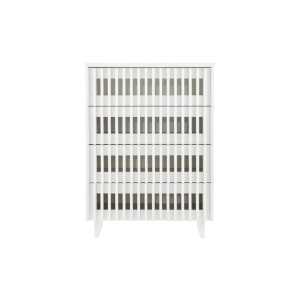 Manila Modern Slotted Design Chest of 4-Drawers Tallboy Storage Cabinet - White - White