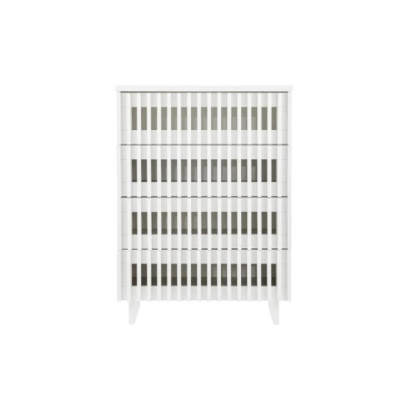 Manila Modern Slotted Design Chest of 4-Drawers Tallboy Storage Cabinet - White - White