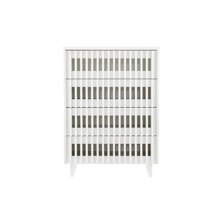 Manila Modern Slotted Design Chest of 4-Drawers Tallboy Storage Cabinet - White - White