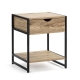 Design Square Logan Industrial Nightstand Bedside Table W/ 1-Drawer - Oak/Black
