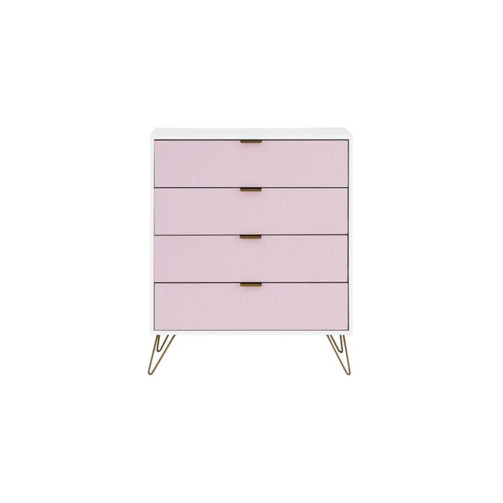 Lanark Collection Chest of 4-Drawers  Tallboy Storage Cabinet Pink