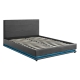 LED PU Leather Gas Lift Storage Bed Frame Black - Queen