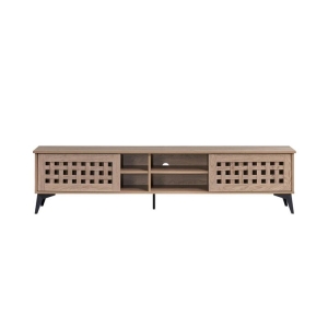 Design Square Lennox Wooden Lowline Entertainment Unit TV Stand 180cm 2-Doors Oak