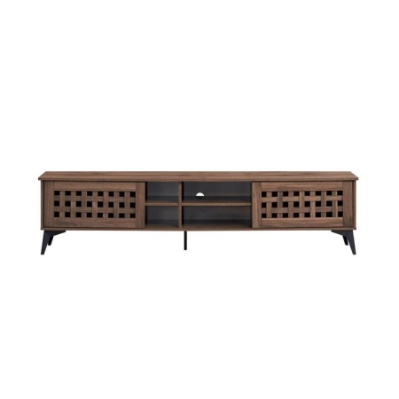 Design Square Lennox Wooden Lowline Entertainment Unit TV Stand 180cm 2-Doors Walnut