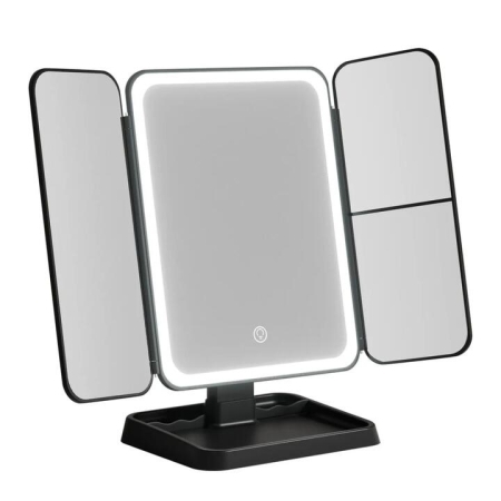 LED Makeup Mirror Tri-fold Lighted Vanity Mirrors 1X2X3X Magnifications