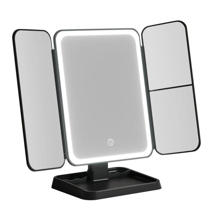 LED Makeup Mirror Tri-fold Lighted Vanity Mirrors 1X2X3X Magnifications