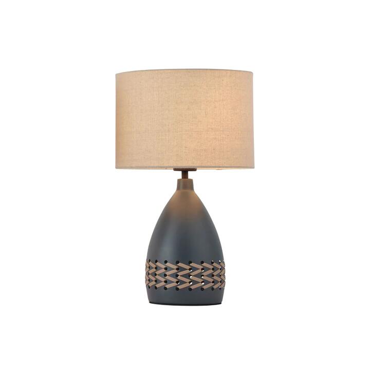 Luz Modern Metal Base Table Desk Light Lamp Fabric Shade Grey