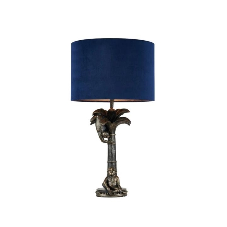 Malena Classic Two Monkeys Base Fabric Shade Desk Table Light Lamp Pewter/Blue