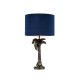 Malena Classic Two Monkeys Base Fabric Shade Desk Table Light Lamp Pewter/Blue