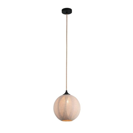 Malena Modern Glass Fabric Round Shape Shade Hanging Pendant Light Lamp Black/Linen