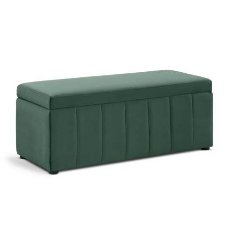 Design Square Lumine Velvet Fabric Sofa Bench Storage Ottoman Foot Rest Stool Dark Green