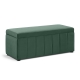 Design Square Lumine Velvet Fabric Sofa Bench Storage Ottoman Foot Rest Stool Dark Green