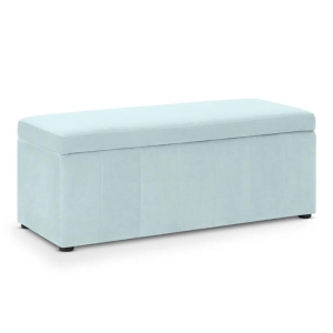 Design Square Lumine Velvet Fabric Sofa Bench Storage Ottoman Foot Rest Stool Light Blue